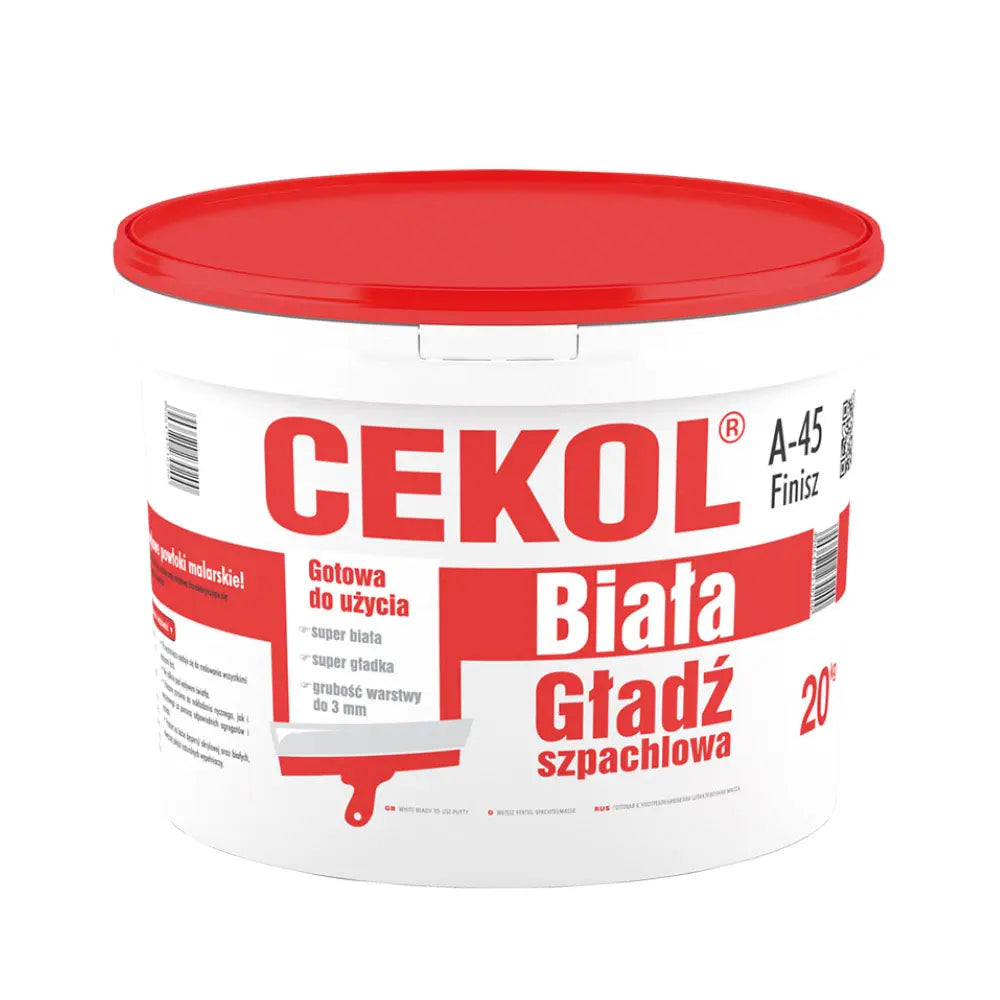 Cekol A-45 Finisz ready-to-use white plaster compound - 8kg