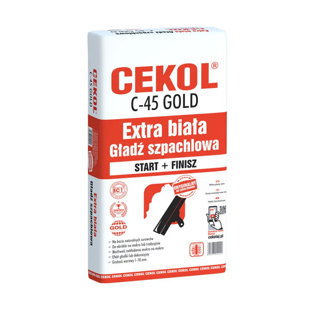 Cekol C-45 white smooth gypsum based plaster - 20kg